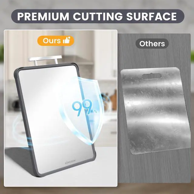 Alt view image 3 of 7 - 17"×11" 304 Stainless Steel Cutting Boards for Kitchen, Dishwasher Safe Food Grade PP Double Sided Cutting Board, Extra Large Non-Toxic Chopping Board for Meat, Cheese & Charcuterie, Black
