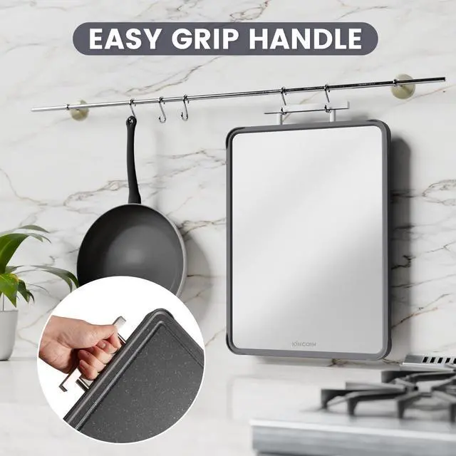 Alt view image 7 of 7 - 17"×11" 304 Stainless Steel Cutting Boards for Kitchen, Dishwasher Safe Food Grade PP Double Sided Cutting Board, Extra Large Non-Toxic Chopping Board for Meat, Cheese & Charcuterie, Black