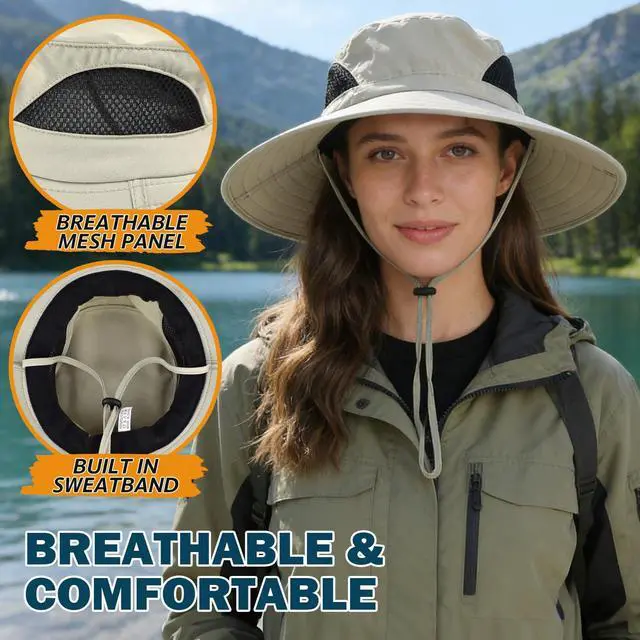 Alt view image 5 of 7 - Unisex Sun Hat, Waterproof Wide Brim Bucket Hat Packable Boonie Hat for Fishing Hiking Gardening Safari Beach