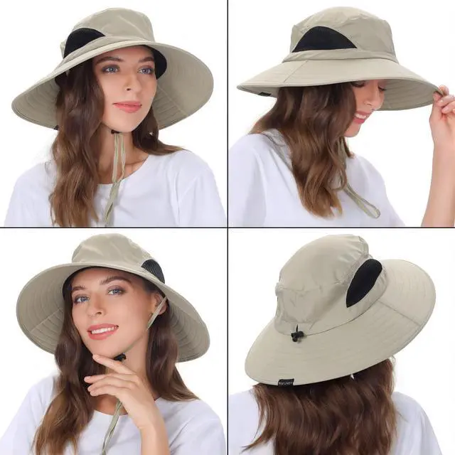 Alt view image 7 of 7 - Unisex Sun Hat, Waterproof Wide Brim Bucket Hat Packable Boonie Hat for Fishing Hiking Gardening Safari Beach