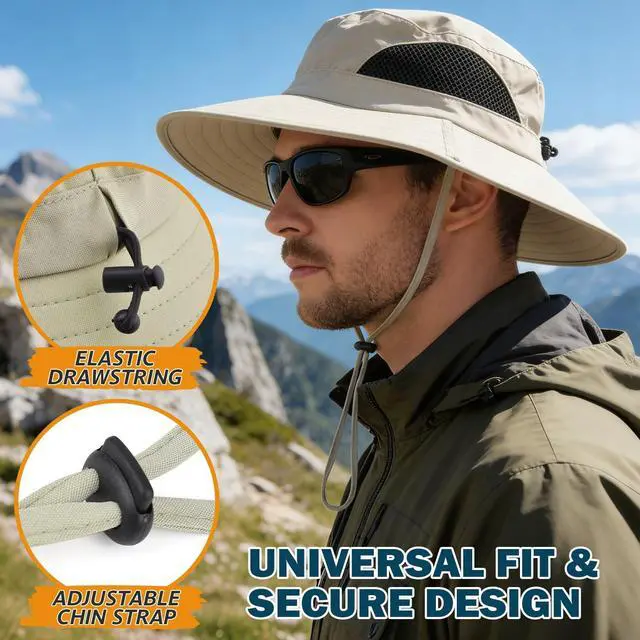 Alt view image 4 of 7 - Unisex Sun Hat, Waterproof Wide Brim Bucket Hat Packable Boonie Hat for Fishing Hiking Gardening Safari Beach