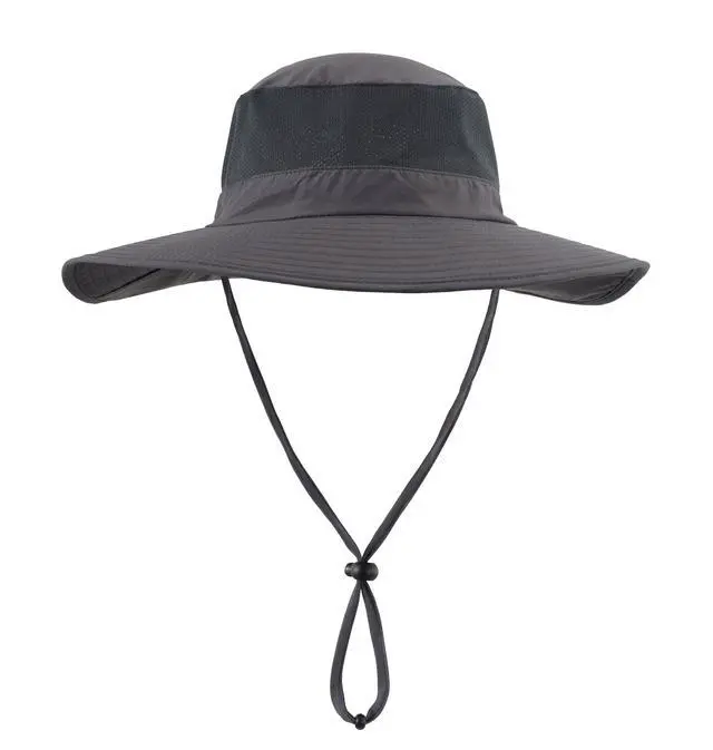 Alt view image 3 of 7 - Outdoor UPF50+ Mesh Sun Hat Wide Brim Fishing Hat with Neck Flap (Dark Gray)