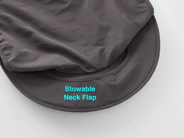 Alt view image 6 of 7 - Outdoor UPF50+ Mesh Sun Hat Wide Brim Fishing Hat with Neck Flap (Dark Gray)