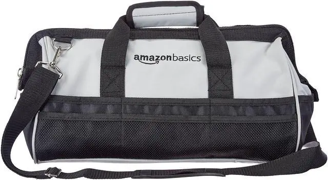 Alt view image 6 of 7 - Durable Wear-Resistant Tool Storage Bag with Adjustable Shoulder Strap, Portable Tool Organizer, 16 in, Black & Grey