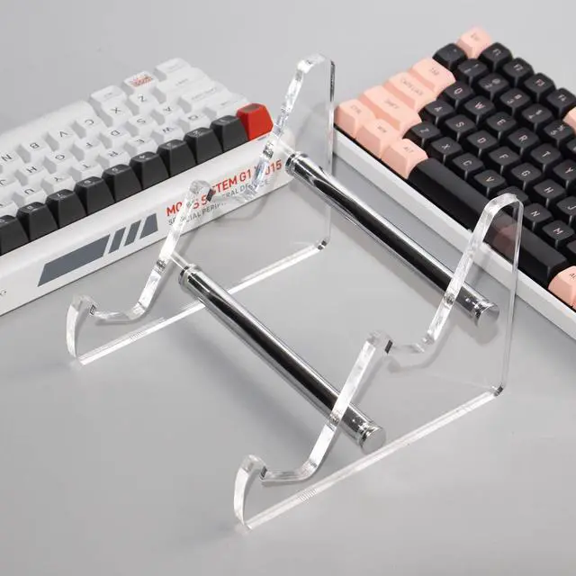 Alt view image 3 of 7 - Keyboard Display Stand, Keyboard Storage Stand, Keyboard Holder, White Transparent Acrylic Stand for Two Mechanical Keyboard