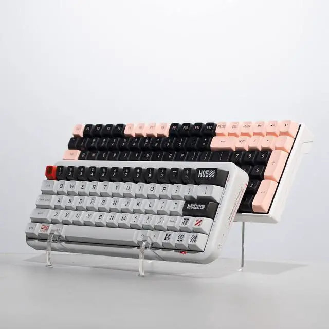 Alt view image 5 of 7 - Keyboard Display Stand, Keyboard Storage Stand, Keyboard Holder, White Transparent Acrylic Stand for Two Mechanical Keyboard