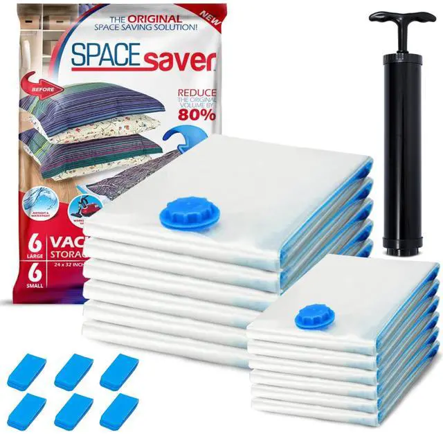 Main image of 12 Pack Variety Vacuum Storage Bags for Comforters, Blankets & Clothes Vacuum Sealed Compression Bags with Hand Pump Space Saver Storage Bags for Bedding, Moving, Travel & Organization (6S & 6L)
