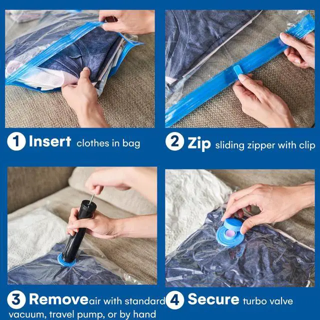 Alt view image 7 of 7 - 12 Pack Variety Vacuum Storage Bags for Comforters, Blankets & Clothes Vacuum Sealed Compression Bags with Hand Pump Space Saver Storage Bags for Bedding, Moving, Travel & Organization (6S & 6L)