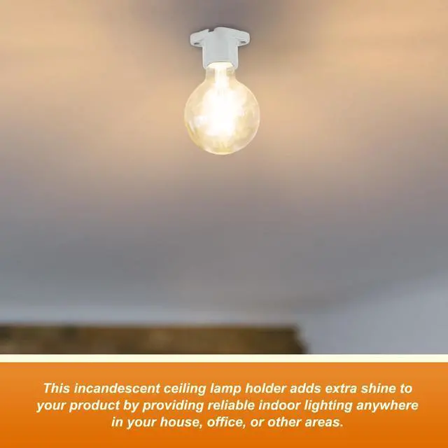 Alt view image 4 of 6 - 8 Pcs 4 Pcs E26 Light Socket Medium Base Porcelain Lamp Holder Keyless Cleat Bulb Socket with Two Hole Flanged Mounting with 6" Leads for Home Room Garage Closet Indoor Outdoor Lighting