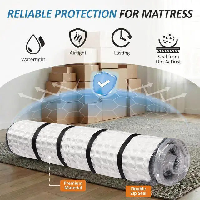 Alt view image 4 of 7 - Foam Mattress Vacuum Bag with 4 Adjustable Packing Straps for Moving, Storage, Shipping, Vacuum Seal Mattress Bag with Packaging Straps (Queen/Full/Full-XL)