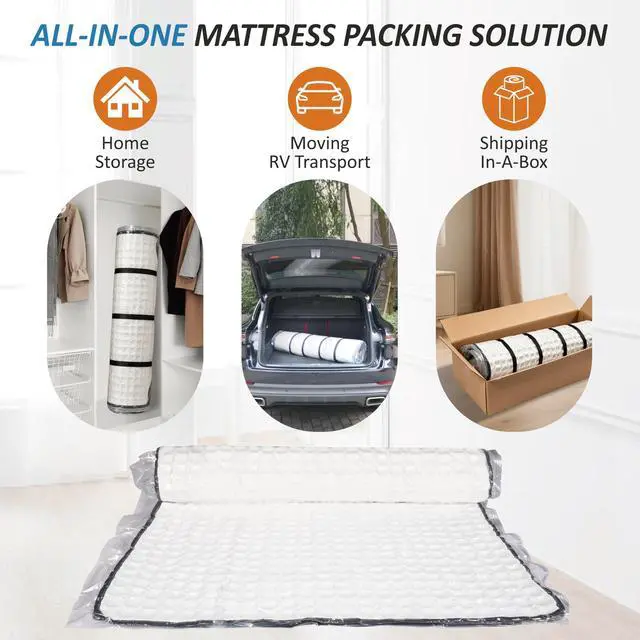 Alt view image 6 of 7 - Foam Mattress Vacuum Bag with 4 Adjustable Packing Straps for Moving, Storage, Shipping, Vacuum Seal Mattress Bag with Packaging Straps (Queen/Full/Full-XL)