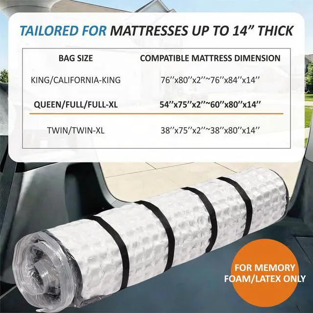 Alt view image 5 of 7 - Foam Mattress Vacuum Bag with 4 Adjustable Packing Straps for Moving, Storage, Shipping, Vacuum Seal Mattress Bag with Packaging Straps (Queen/Full/Full-XL)