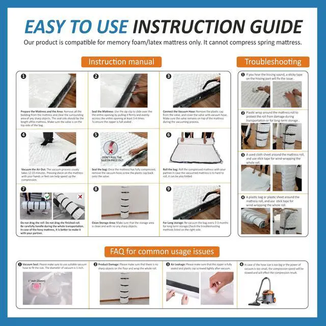 Alt view image 7 of 7 - Foam Mattress Vacuum Bag with 4 Adjustable Packing Straps for Moving, Storage, Shipping, Vacuum Seal Mattress Bag with Packaging Straps (Queen/Full/Full-XL)