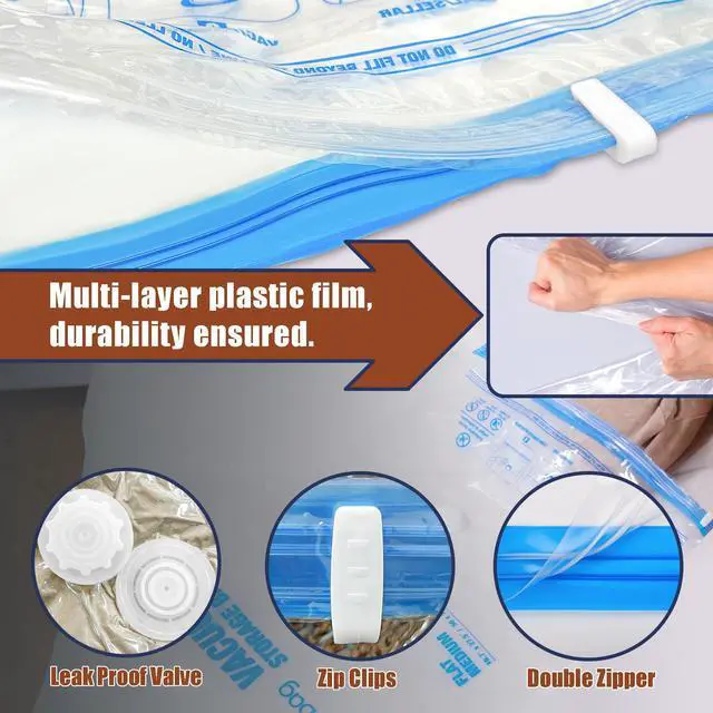 Alt view image 7 of 7 - Vacuum Storage Bags, 12 Jumbo Vacuum Seal Bags for Clothing, Space Bags for Clothes, Comforters, Blankets, Bedding (12J)