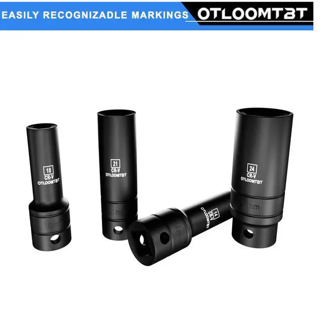 Alt view image 4 of 7 - 14-Piece 1/2-Inch Super-Rugged and Durable Impact Socket Set, Well-Made Industrial Grade Thicker Metric Deep Sockets & Socket Sets with Drill Socket Adapter 1/2 Drive, exceed than ANSI