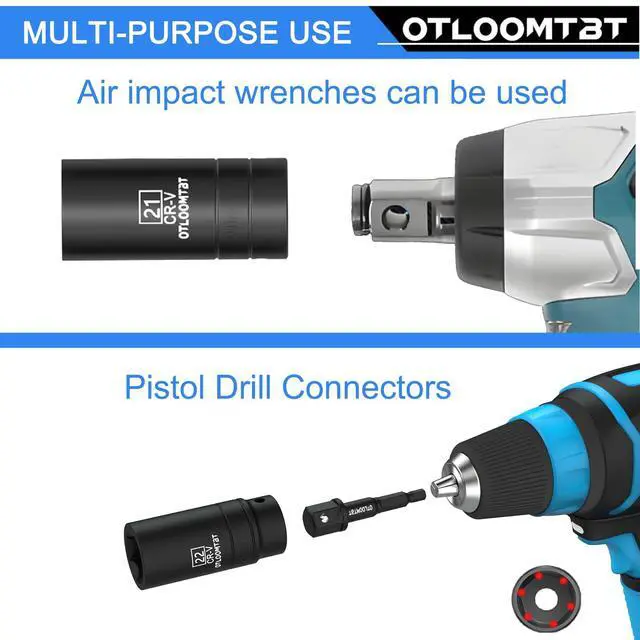Alt view image 7 of 7 - 14-Piece 1/2-Inch Super-Rugged and Durable Impact Socket Set, Well-Made Industrial Grade Thicker Metric Deep Sockets & Socket Sets with Drill Socket Adapter 1/2 Drive, exceed than ANSI