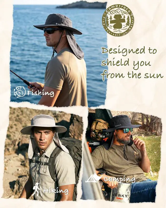 Alt view image 6 of 7 - UPF 80+ Sun Hats for Men Women Wide Brim Sun Protection Mesh Hat with Neck Flap Fishing Hiking Gardening Hats Dark Grey
