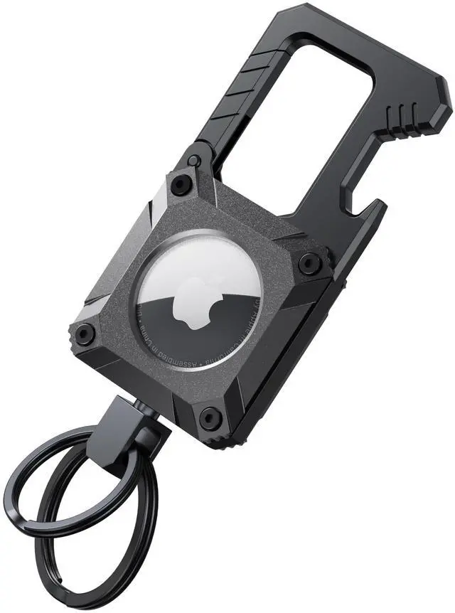 Main image of Air Tag Keychain with Carabiner, Heavy Duty Keychain Bottle Opener, Waterproof, Scratch Resistant,Secure Lock, Protective for AirTag Keychains Accessory for Keys -Not included AirTag -Space Gray