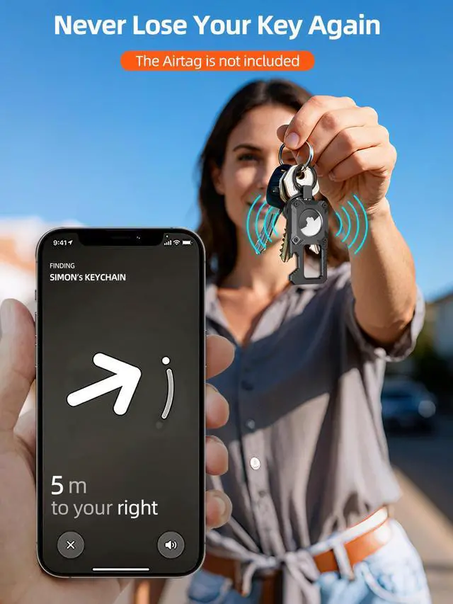 Alt view image 2 of 7 - Air Tag Keychain with Carabiner, Heavy Duty Keychain Bottle Opener, Waterproof, Scratch Resistant,Secure Lock, Protective for AirTag Keychains Accessory for Keys -Not included AirTag -Space Gray