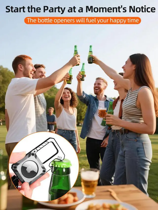 Alt view image 4 of 7 - Air Tag Keychain with Carabiner, Heavy Duty Keychain Bottle Opener, Waterproof, Scratch Resistant,Secure Lock, Protective for AirTag Keychains Accessory for Keys -Not included AirTag -Space Gray