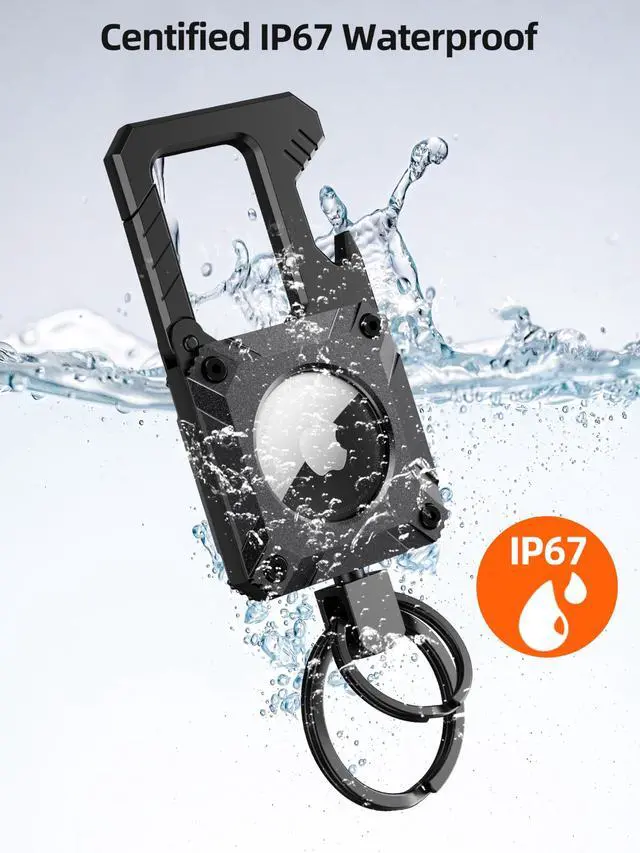 Alt view image 7 of 7 - Air Tag Keychain with Carabiner, Heavy Duty Keychain Bottle Opener, Waterproof, Scratch Resistant,Secure Lock, Protective for AirTag Keychains Accessory for Keys -Not included AirTag -Space Gray
