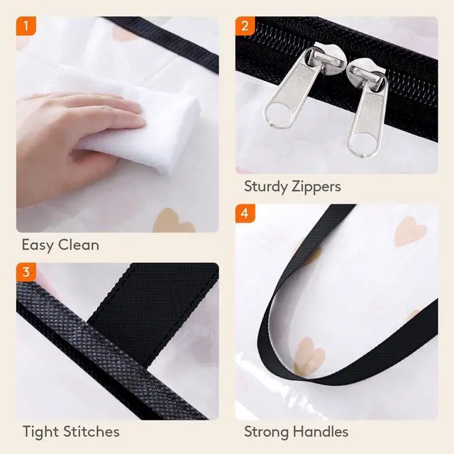 Alt view image 7 of 7 - 4 Pack Clear Clothes Storage Bags, 40L Plastic Blanket Storage Bag, Vinyl Foldable Moving Bags with Zipper, Closet Organizers and Storage Containers for Bedding, Duvet, Comforter