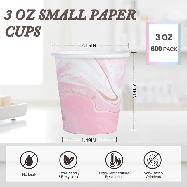 Alt view image 2 of 7 - 600 Pack 3oz Bathroom Paper Cups, Disposable Mouthwash Cups(Marble) | Small Dixie Cups,Food-grade,Leak-Proof,BPA-Free,3 Color Options for Travel,Party,Home and Birthday,Hot,Cold Beverage