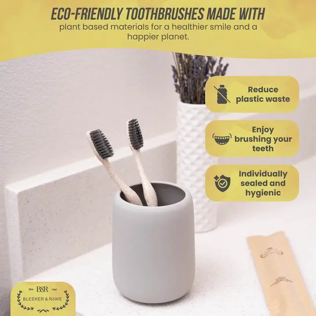 Alt view image 3 of 7 - Biodegradable Eco-Friendly Toothbrushes - Individually Sealed - BPA Free Soft Bristles - Sustainable - Recycled Packaging (Pack of 10)