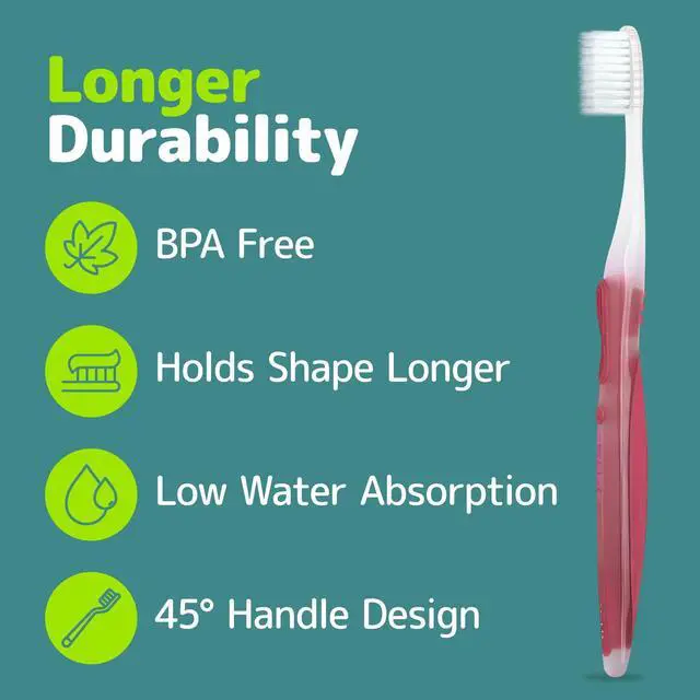 Alt view image 4 of 6 - Extra Soft Toothbrushes (Compact Size Head) Periodontist Design Tapered Bristles for Sensitive Teeth and Receding Gums, Individually Wrapped Plaque Remover Toothbrush (5 Pack, Colors May Vary)