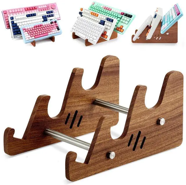 Main image of 1 Set Keyboard Display Stand, 3-Tiers Wooden Mechanical Keyboard Stand Holder for Desk Keyboards Display Shelf Tray for Computer Tablet Picture Frame Desktop Storage Decor