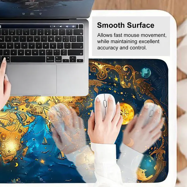 Alt view image 6 of 7 - Mouse Pad Gaming Mousepad 35.4 x 15.7in Large Mouse Pad for Keyboard and Mouse with Anti-Slip Rubber Base, Keyboard Pad XL Mouse Mat for Home and Office,World Map