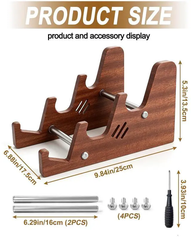 Alt view image 2 of 7 - 3-Tier Wood Keyboard Stand Detachable Display Rack for Mechanical Keyboards, Computer, Tablet, Desk Organizer with Sapele Wood, Easy Assembly, Strong Load Bearing for Office/Gaming