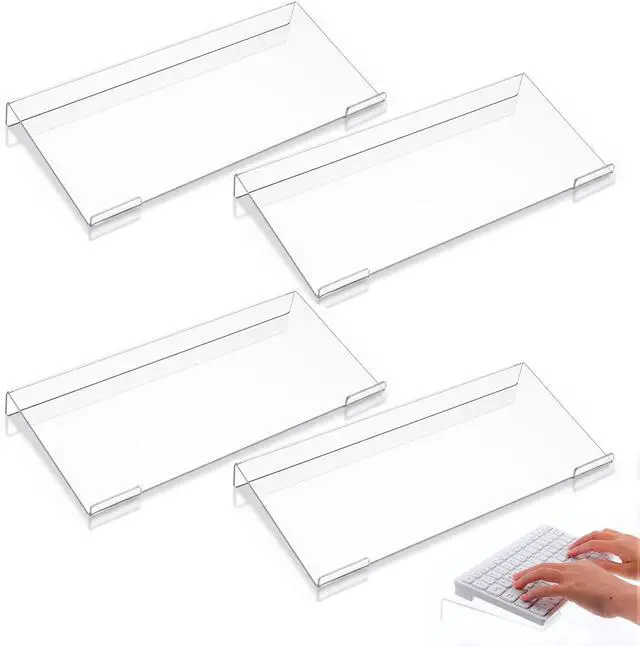 Main image of 4 Pack Acrylic Computer Keyboard Stand, Clear Tilted Ergonomic Keyboard Tray Riser Holder for Office Desk, Home Use