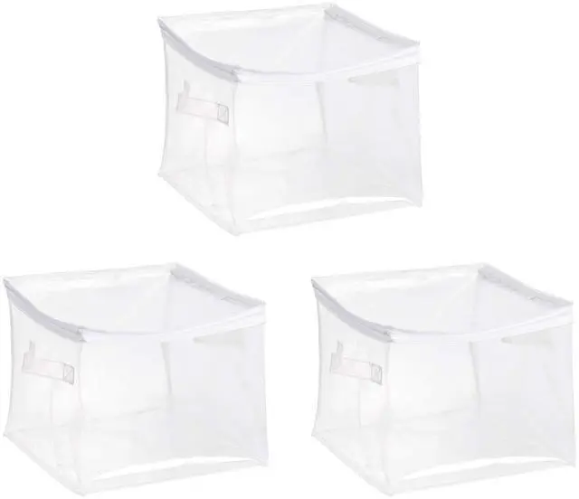 Main image of Clear Zippered Storage Bags for Closet Organization, Stackable Clothing and Linen Storage Containers, 3-Pack
