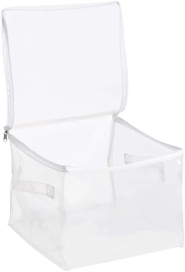 Alt view image 3 of 4 - Clear Zippered Storage Bags for Closet Organization, Stackable Clothing and Linen Storage Containers, 3-Pack