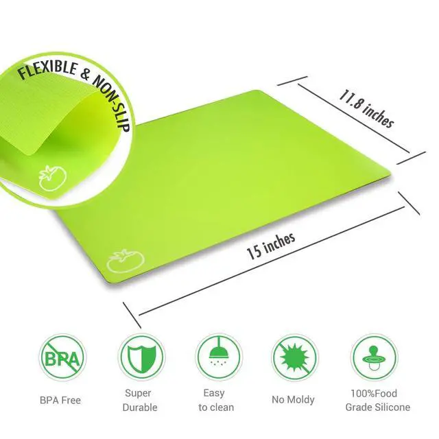 Alt view image 4 of 7 - Cutting Board Mats Flexible Plastic Colored Mats with Food Icons, BPA-Free, Non-Porous, Anti-skid back and Dishwasher Safe, Set of 7 Rainbow - 7 Pieces