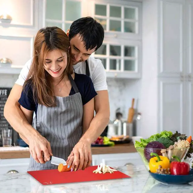 Alt view image 6 of 7 - Cutting Board Mats Flexible Plastic Colored Mats with Food Icons, BPA-Free, Non-Porous, Anti-skid back and Dishwasher Safe, Set of 7 Rainbow - 7 Pieces