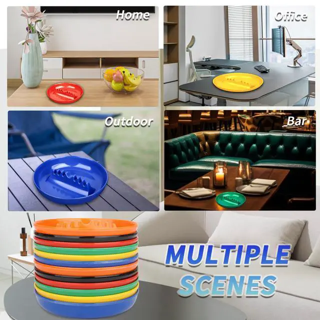 Alt view image 4 of 6 - 3Pcs Assorted Colors Ashtray Sets, Ash Tray for Cigarettes and Cigar, Round Large Size Plastic Ashtrays, for Indoor Outdoor Home Office Patio Restaurant Bar Hotel Use (1 Green 1 Red 1 Blue)