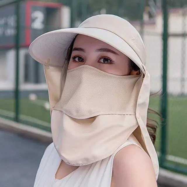 Alt view image 2 of 5 - Outdoor UPF 50+ UV Sun Protection Waterproof Breathable Face Neck Flap Cover Folding Sun Hat for Men/Women (US, Alpha, Medium, Khaki)