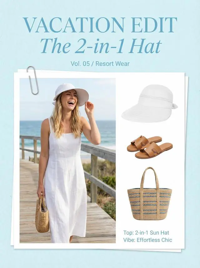 Alt view image 7 of 7 - 2-in-1 Womens Sun Visor Hat Wide Brim Sun Hat Zipper Off Ponytail Friendly, Lightweight Quick Dry, Summer UV Protection, White