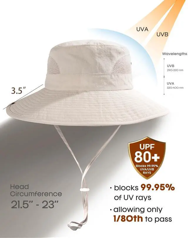 Alt view image 3 of 7 - Womens Sun Hat Beach Summer Wide Brim UPF 50+ Outdoor Protection Foldable Lightweight Ponytail Bucket Hat Beige, One Size
