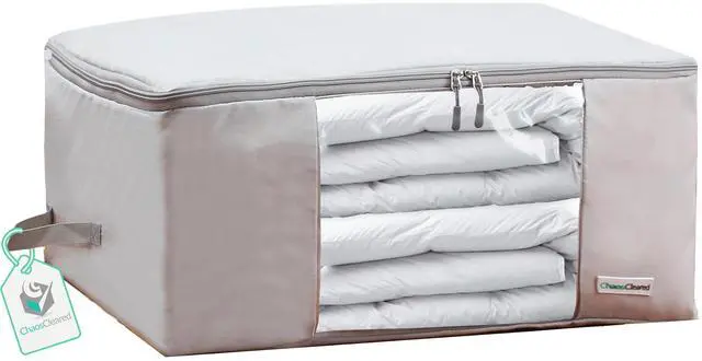 Main image of Comforter Storage Bag - Folding Organizer bag for King/Queen Comforters, Pillows, Blankets, Bedding/Quilt, Blanket, Duvet, Mothproof Space Saver; Large Collapsible Organizers, 24"x14"x11"