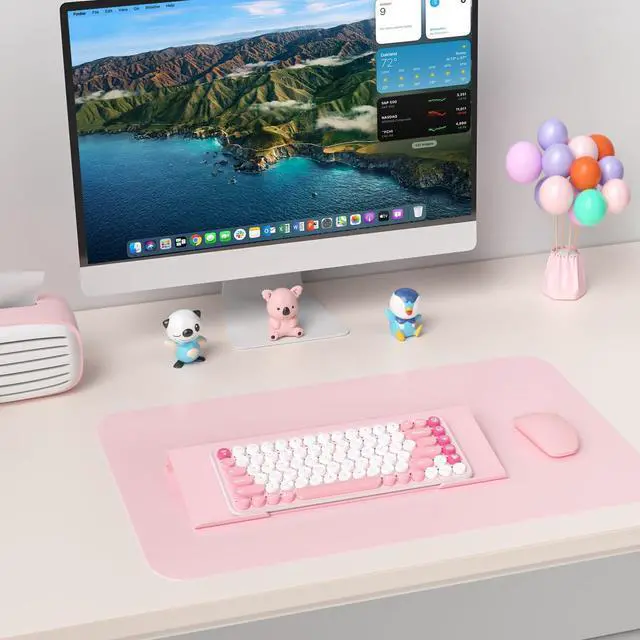 Alt view image 3 of 7 - Ergonomic Computer Keyboard Stand - 17 Inch Pink Acrylic Keyboard Riser for Desk Tilted Keyboard Holder Tray with Non-Slip Strip for Home Office Easy Typing & Working