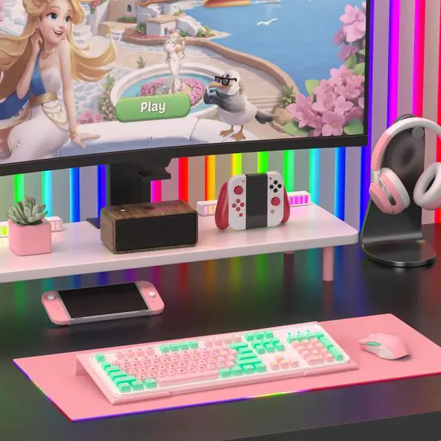 Alt view image 4 of 7 - Ergonomic Computer Keyboard Stand - 17 Inch Pink Acrylic Keyboard Riser for Desk Tilted Keyboard Holder Tray with Non-Slip Strip for Home Office Easy Typing & Working