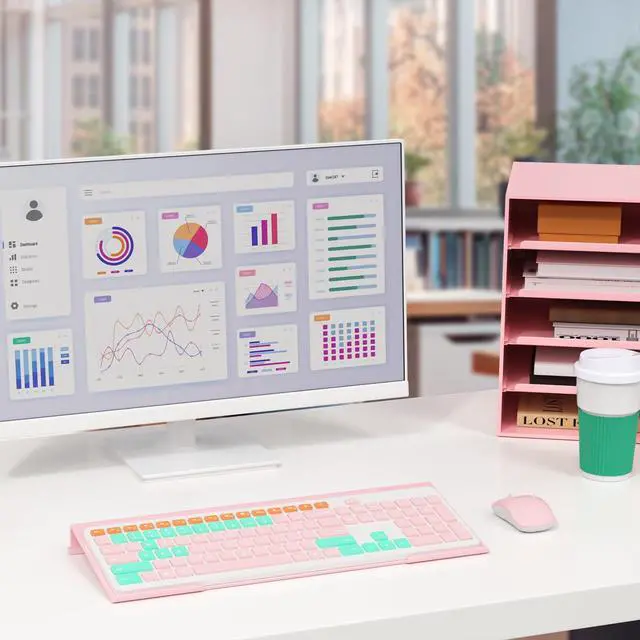 Alt view image 2 of 7 - Ergonomic Computer Keyboard Stand - 17 Inch Pink Acrylic Keyboard Riser for Desk Tilted Keyboard Holder Tray with Non-Slip Strip for Home Office Easy Typing & Working