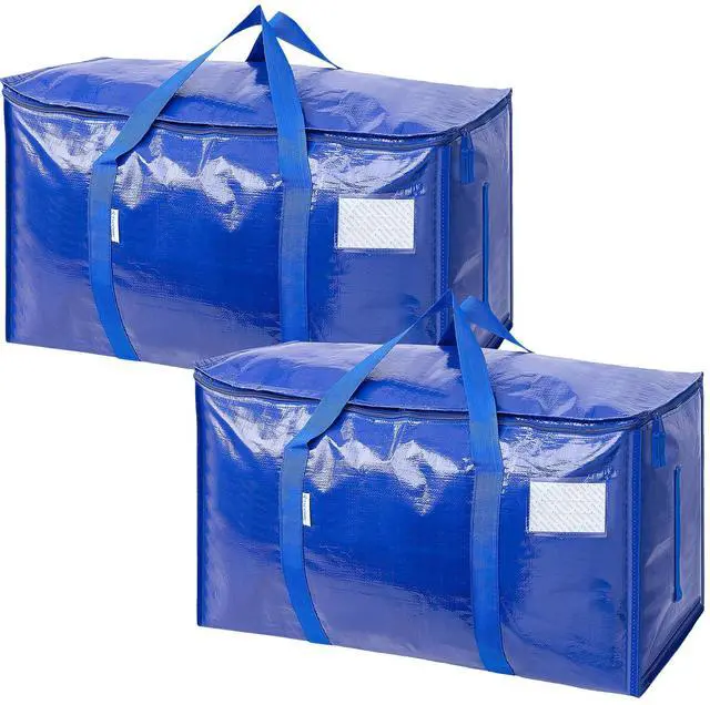 Main image of 2 Pack Extra Large Moving Bags Heavy Duty with Zippers & Carrying Handles, Durable Storage Bags Moving Boxes for Closet Organizers and Storage (2 Pack, Blue)