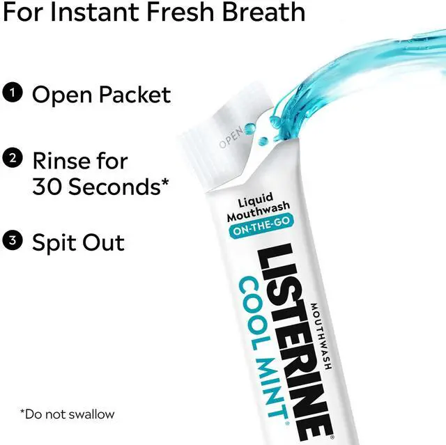 Alt view image 6 of 7 - Mouthwash On-the-Go Travel Essentials Individual Packets of Alcohol-Free Cool Mint Flavor Oral Rinse Kills Bad Breath Germs Mini Travel Size Mouthwash, 30 ct