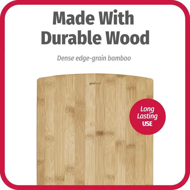 Alt view image 3 of 6 - Everyday 10" x 14" Bamboo Cutting Board, Durable Edge-Grain Wood, Moisture-Resistant, Knife-Friendly, Wooden Chopping Board for Kitchen, Low-Maintenance, Natural Bamboo