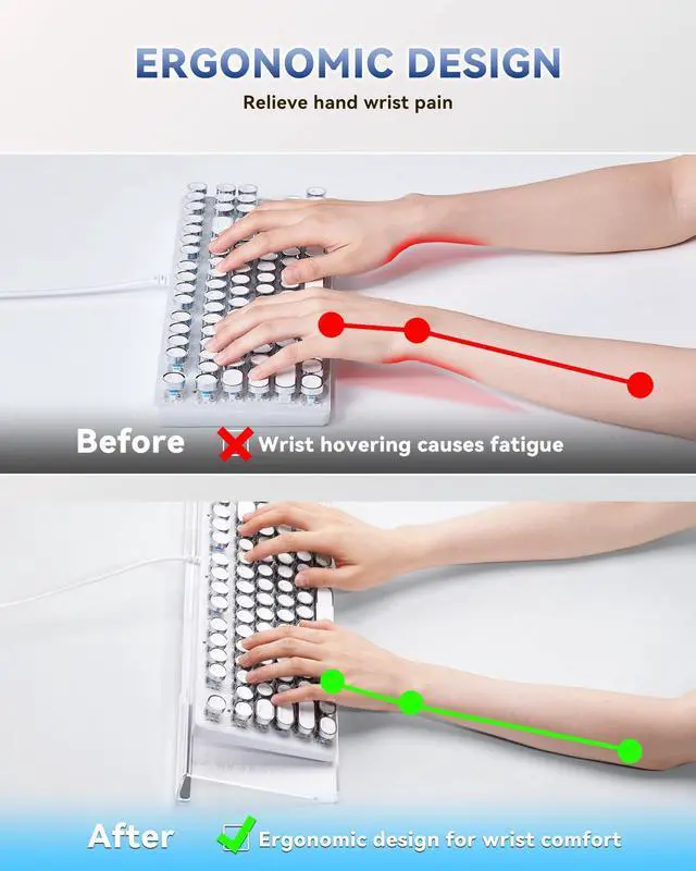 Alt view image 4 of 6 - Acrylic Computer Keyboard Stand for Desktop (Clear), Ergonomic Keyboard Tilted Elevated Rack Key Board Tray Holder Riser Stand for Office Home Desk Work Supplies