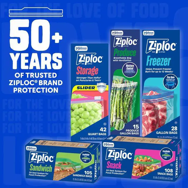 Alt view image 7 of 7 - Gallon Food Storage Freezer Bags, Stay Open Design, Easy to Fill, 66 Count